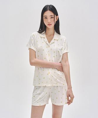 Lettedeupollin 032A Lemon Pajama Half Sleeve Top & Half Pants
