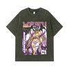 275 GSM Washed T-shirts 100% Cotton Digimon V9 Angewomon Waifu Print Unisex Heavy Cotton T Shirt