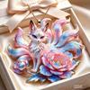 Gradient Enamel Nine-Tailed Fox Peony Pendant Necklace Minimalist Elegant Jewelry for Working Women Office Daily Wear