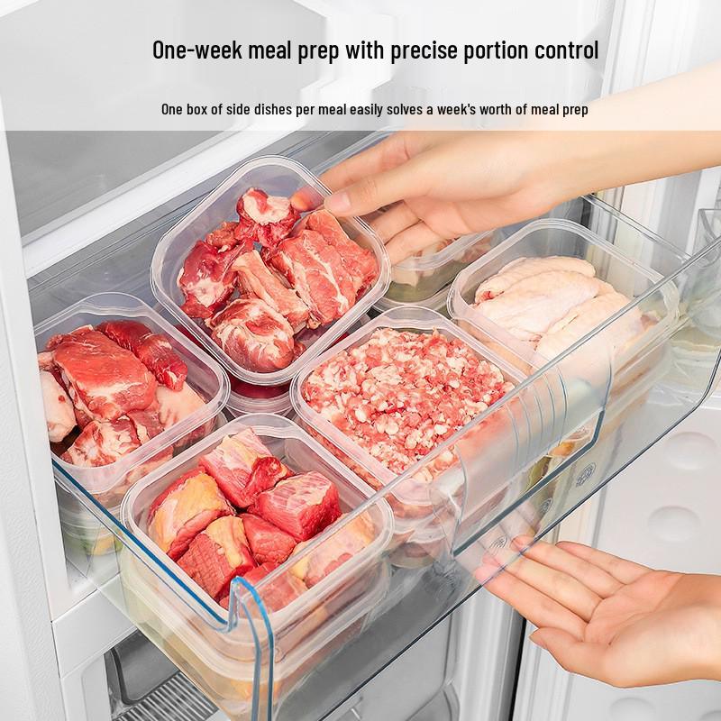 

Набор из 5 прозрачных контейнеров для хранения в холодильнике для свежих продуктов, овощей и замороженного мяса - Контейнеры, пригодные для микроволновой печи