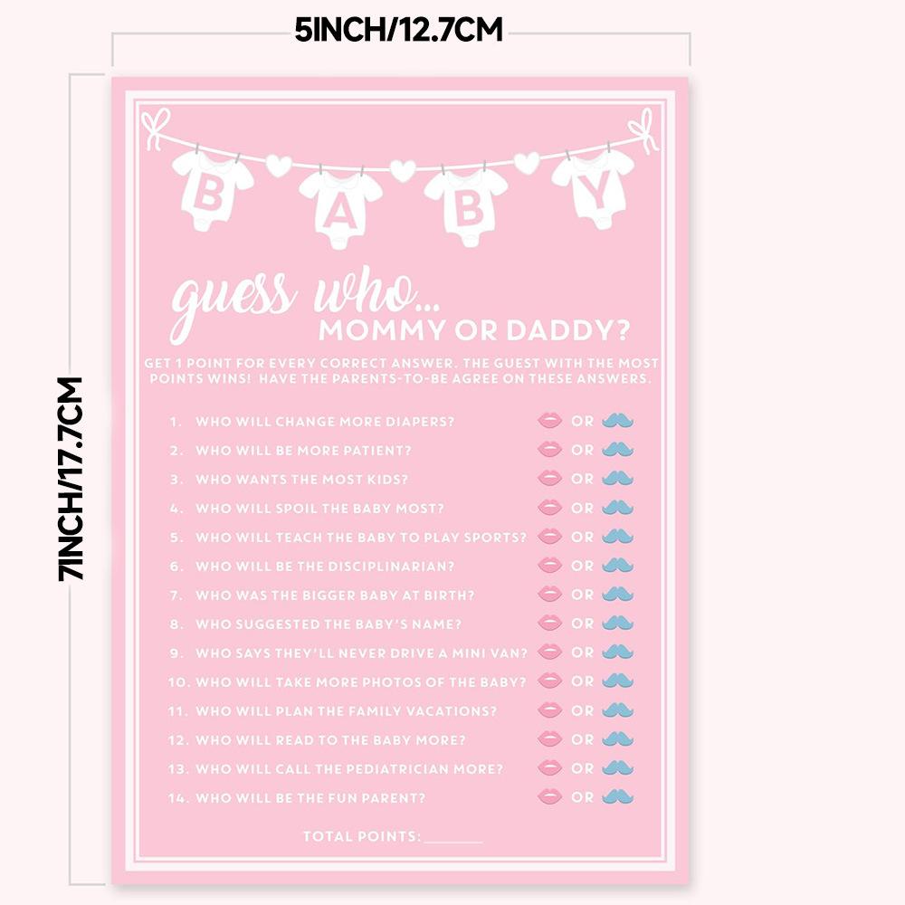 25pcs Baby Shower Trivia Game Cards, Fun Baby Facts & Quiz Activities, Shower Party Games, Interactive Group Nursery Games