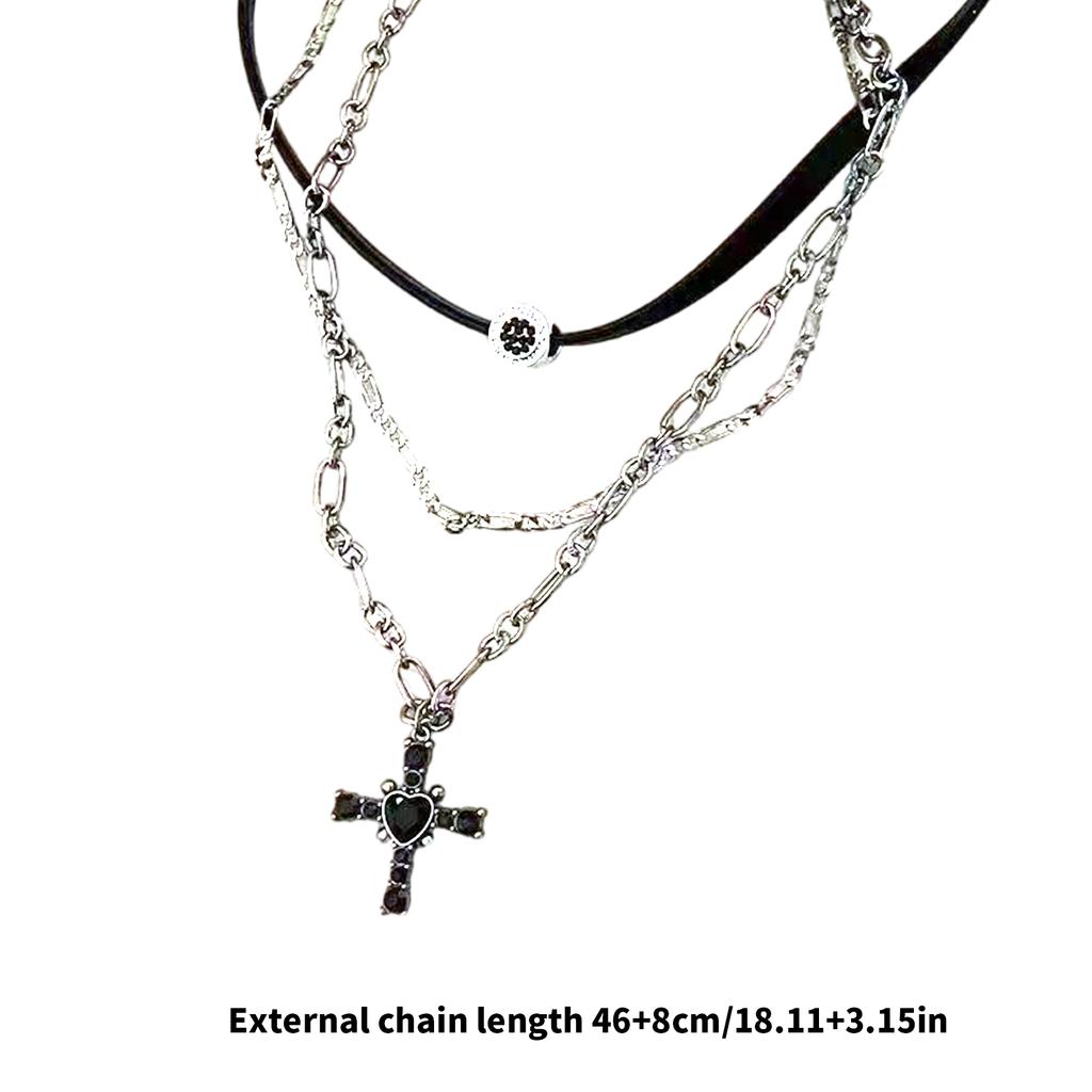 Gothic Layered Crosses Necklace Elegant Crosses Charm Necklace with Multi Layer Design for Fashion Forward Women