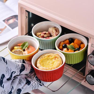 Nordic Striped Ceramic Soufflé Baking Bowls, Set of 4
