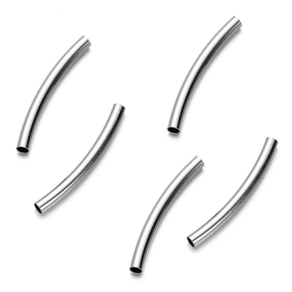 

10Pcs/Pack Stainless Steel Curved Tube Spacer Beads Connectors For Handmade DIY Jewelry Making Bracelet Necklace Accessories 3 x 15mm