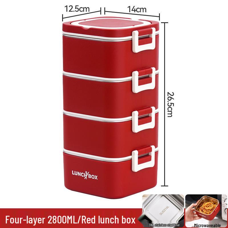 316 Stainless Steel Insulated Bento Lunch Box, Microwaveable Meal Container for Office Workers