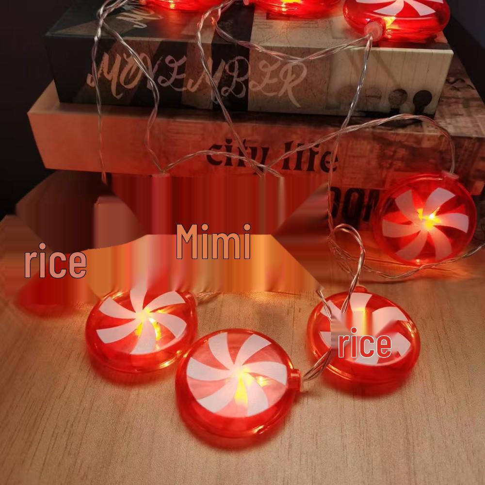 

Festive Candy String LED Fairy Lights: Battery-Powered Colorful Windmill Lollipop Décor Red Lollipop Light String
