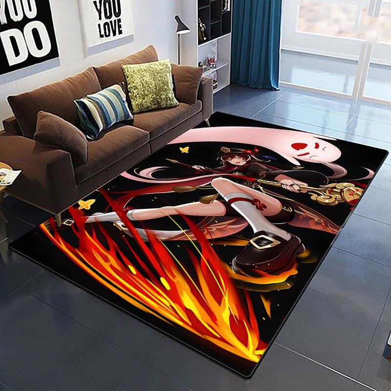 Genshin Impact Teppiche, Wohnzimmer-Dekoration, Schlafzimmer, Salon, Teetisch, Bereich, Teppich, Matte, weiches Flanell, große Teppiche und Baby-Geschenkteppich