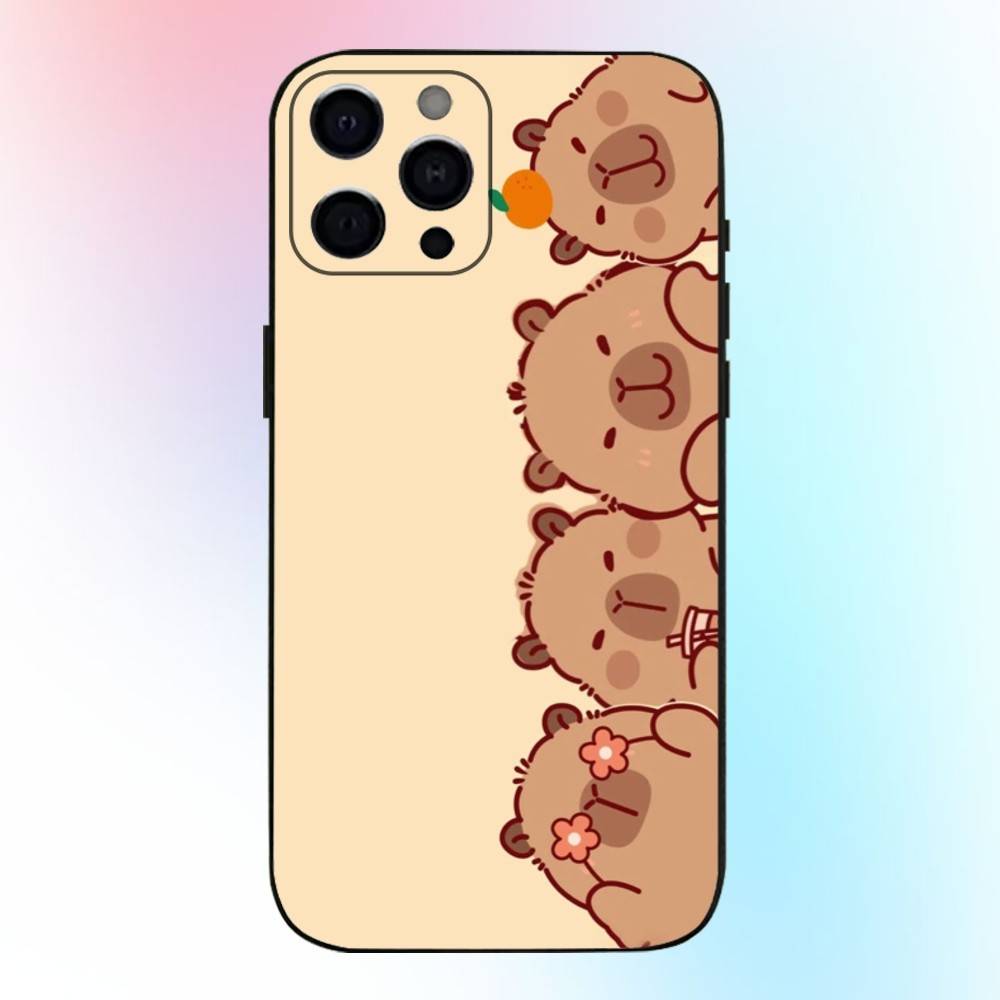 

Funny Capybaraes Phone Case For iPhone17,16,15,14,13,12,11 Plus,Pro Max Soft Black Cover iPhone12