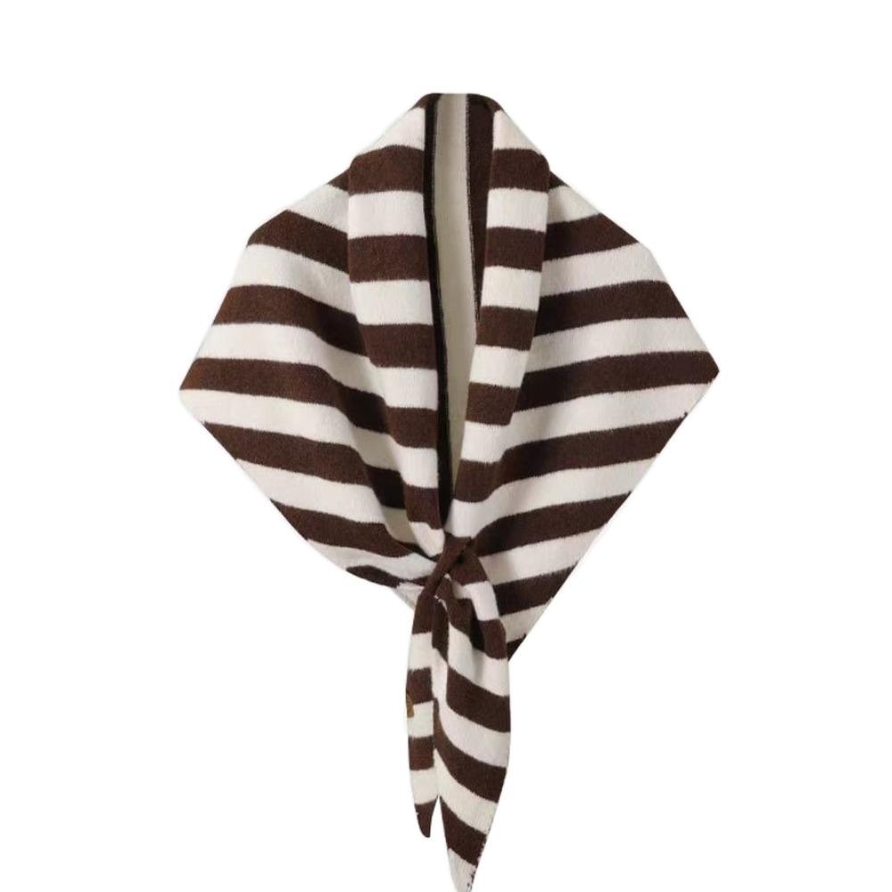 Plush Knitted Triangle Scarf Korean Style Cape Wraps Retro Striped Scarf  Autumn Winter