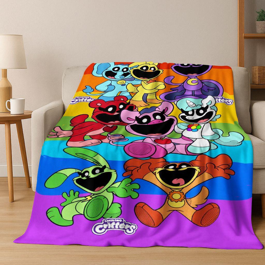 Cartoon S-Smiling C-Critters Craftycorn Catnap Art Flannel Blanket,Cozy Soft Throw Blanket for Home Bedroom Bed Sofa Cover Gift