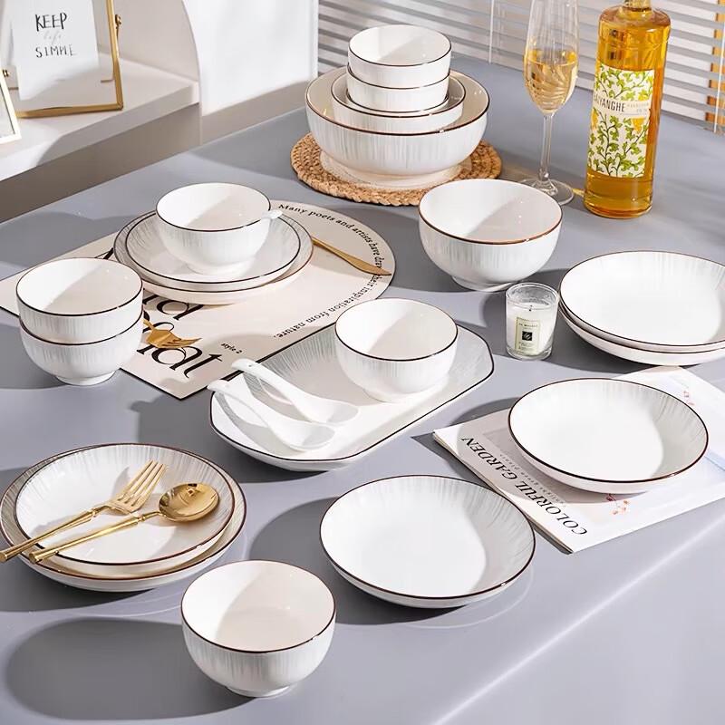 Jingdezhen Ceramic 8-inch Dinner Plate Set (5-pack)