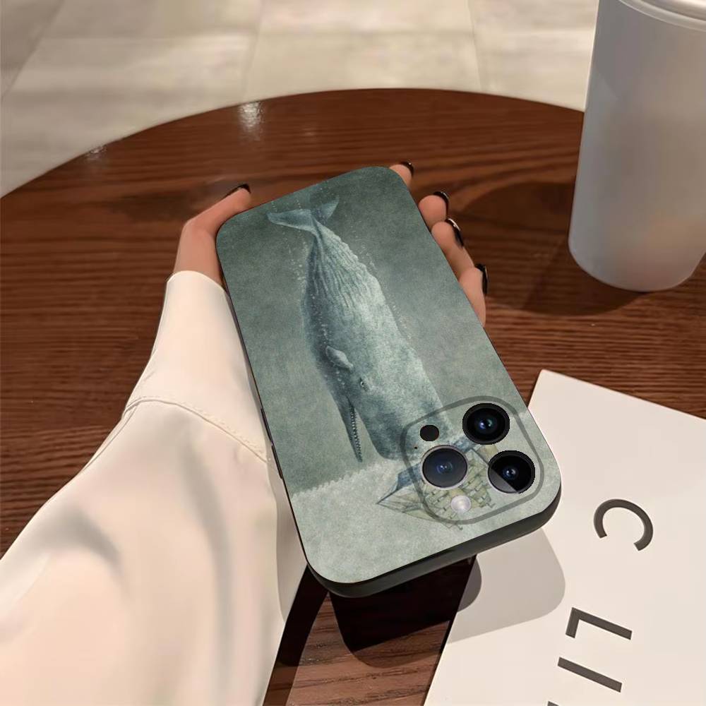 

M-Mobydick Phone Case For iPhone 17,16,15,14,13,12,11,Pro,X,XS,Max,Plus Soft Black Cover iPhone16promax