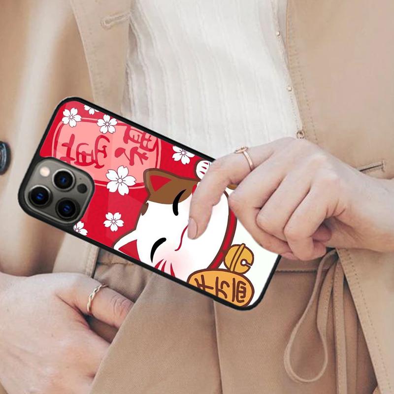 Japanische Glückskatze Magnetische Handyhülle Für APPLE iPhone 17 Air 16 14 13 12 Pro Max 15 Plus Kabelloses Laden Mit MagSafe Hülle