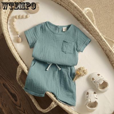 Seturi de haine de vară pentru bebeluși băieți și fetițe 0-4 ani pentru copil nou-născut copil moale tricou pantaloni scurți ținute pentru copii culoare solidă