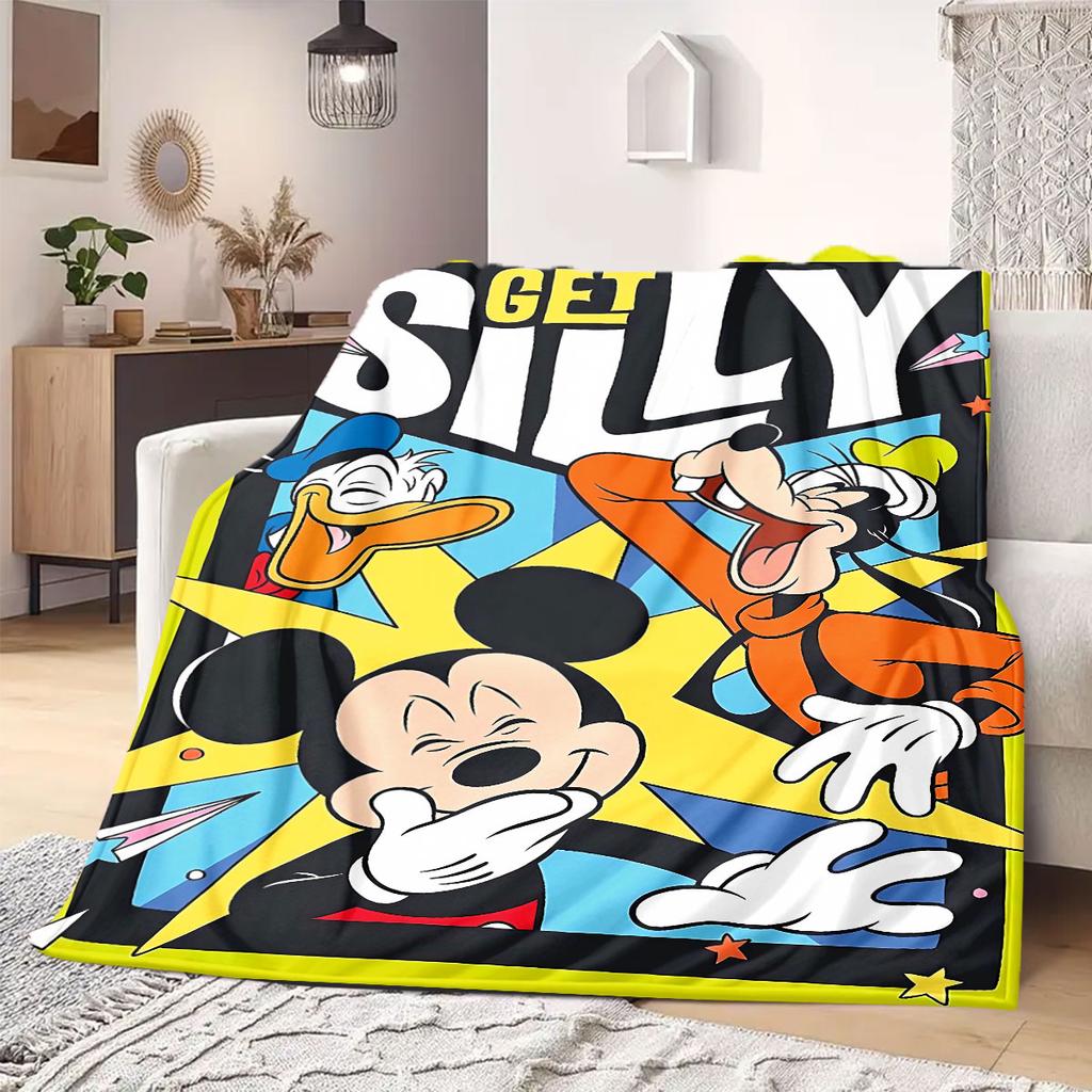 Mickey Flannel Blanket Cartoon Print for Travel Picnics Bedrooms Sofas Beds Chairs Home Decor All Seasons Unique Style