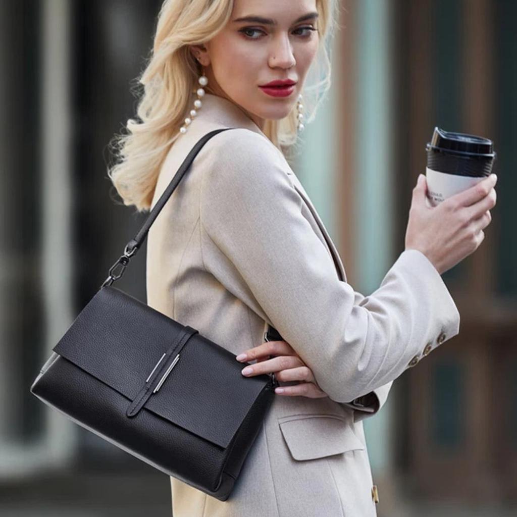 ZOOLER Women's Handbag, Top-Grain Leather, Shoulder Bag, Crossbody Bag, Black