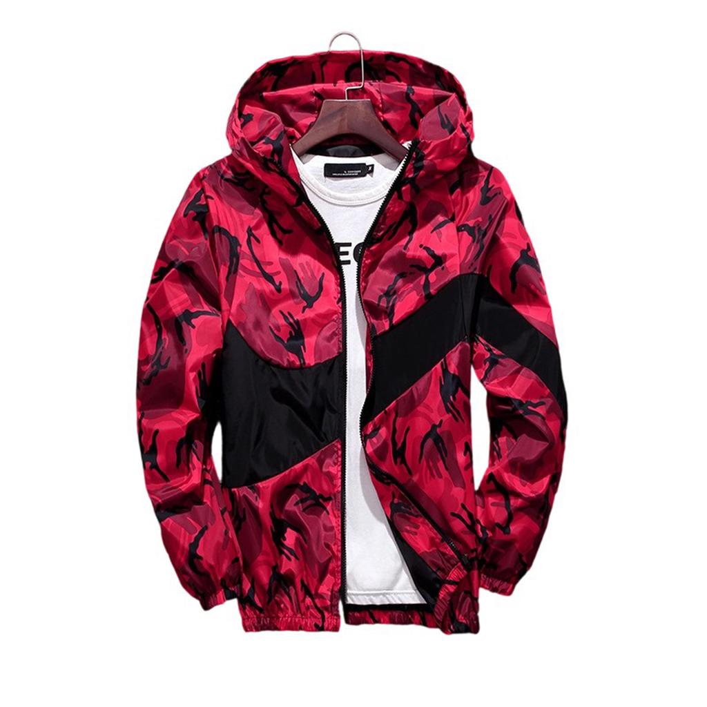 Men's  Leisure  Jacket  Big Size  Hooded Hood  Trend  Floral Prints  Camouflage  Jacket  Coat