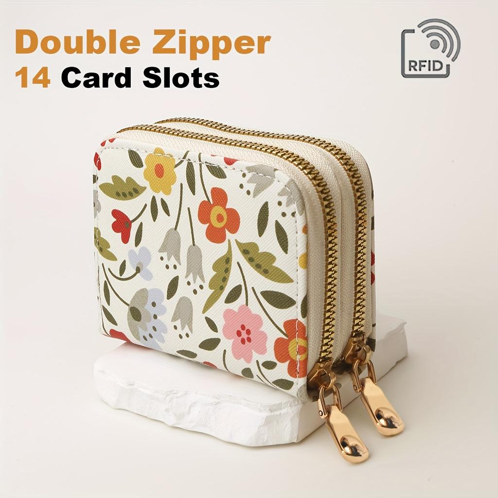 Fashionable Leopard Print Mini Wallet With RFID Blocking, PU Material Purse With Zipper Closure And 11 Card Slots(4.3''x 3.1'')