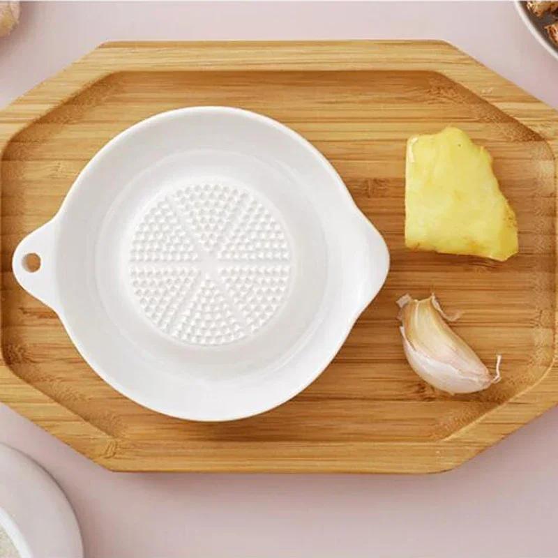 Porcelain Grater Plate White Ceramic Multipurpose Grinder Plate Burnishing Machine for Fruits Ginger Garlic Onion Vegetables