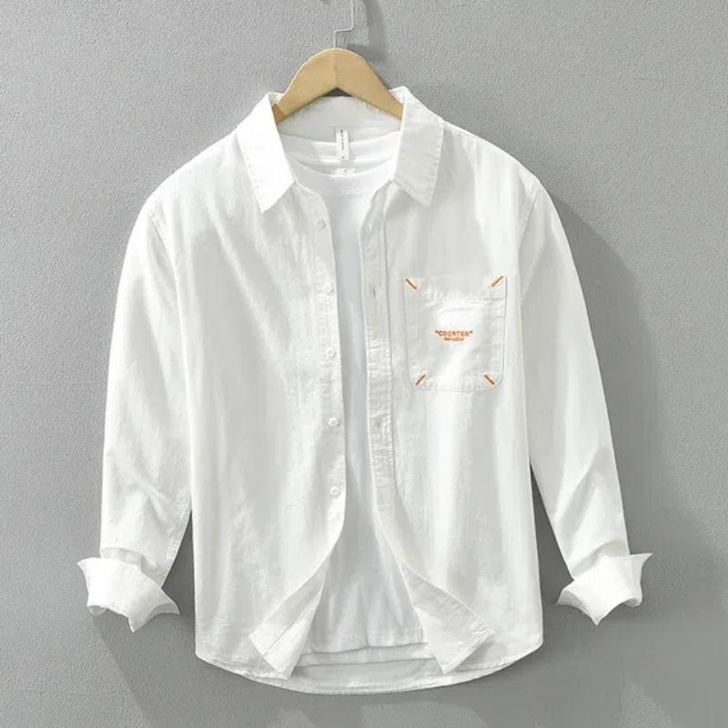 Spring and Summer Long Sleeve Men Shirt Casual 100cotton Soft and Comfortable Button Shirt with Pocket Daily Simple Style Versatile Men Tops