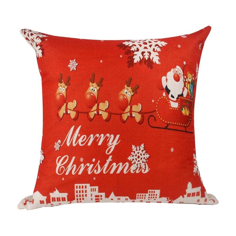 Luxurious 18'' Xmas Cotton Pillow Case Linen Cushion Cover For Merry Christmas Home Decoration