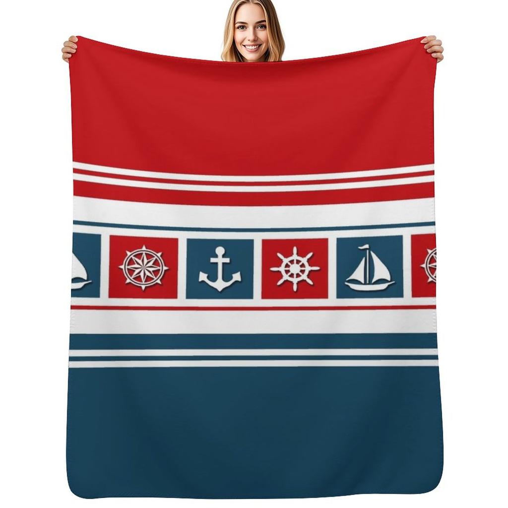 Nautical Symbols Throw Blanket Soft Bedroom Blanket For Night Sleeping