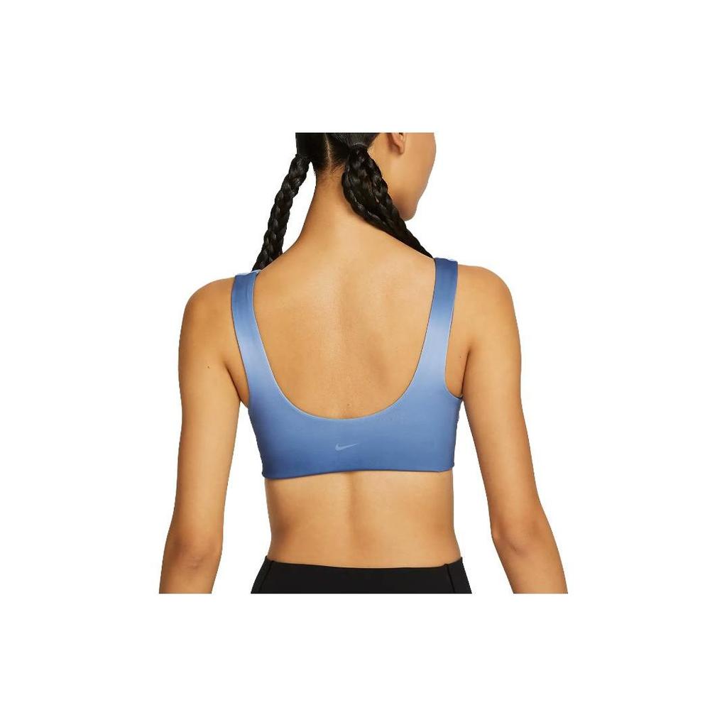 Nike Solid Color Brand Logo Shoulder Sports Bra Women Underwear Blue FD7320-491