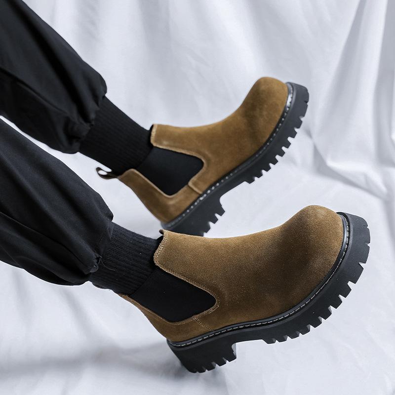 Martin Boots Men's Winter British Chelsea Men's Boots High Top Leather Boots Trendy Versatile Boots Men's 44310-R