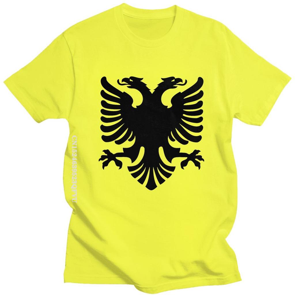 Flag Of Albania Eagle Tshirts Men Cotton Albanian Pride Tee Tops Round Neck Kawaii T Shirt Streetwear Men Casual Tshirt