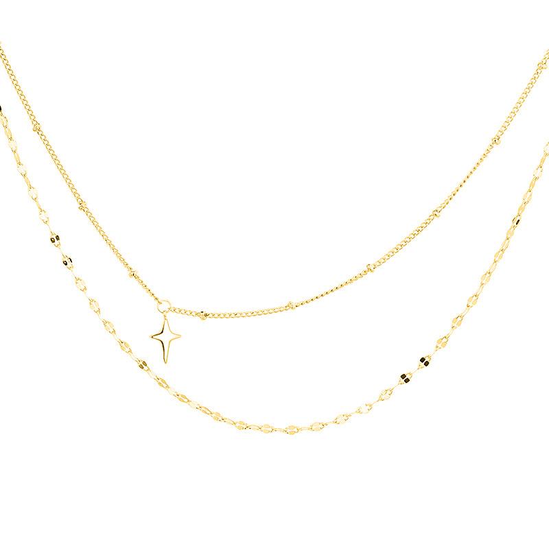 

Ожерелье-чокер Cross Star с двойными пайетками, хип-хоп, индивидуальность, женская цепочка для ключицы, цепочка для губ