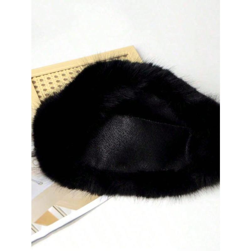 1pc Women's Winter Plush Bucket Hat, Women's Fashionable Thick Hat, Winter Warm Hat, Can Be Paired With Wool Coat, Winter Clothing Winter Outfits