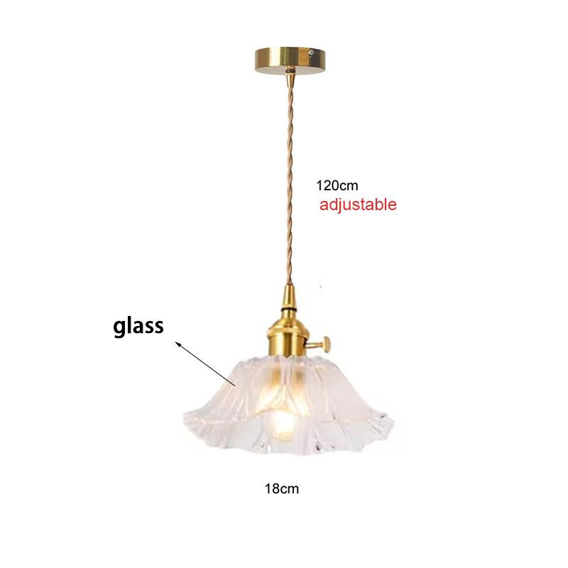 Retro Lotus-shaped Glass Pendant Lamp for Home Cecoration Lighting Dining Room Bedroom Bedside Long-line Ceiling Lamp Store Lamp