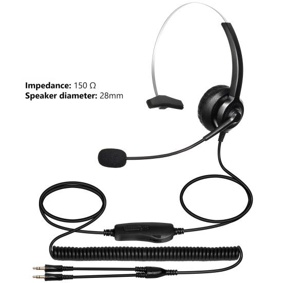 H300 Zákaznický servisní headset Bezeztrátová redukce šumu Prodyšný 3,5mm RJ9 MIC Dlouhý kabel Sluchátka pro call centrum pro telemarketing