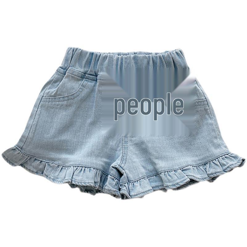 Girls' Denim Ruffle Edge Summer Shorts 2024 Kids' Clothing 