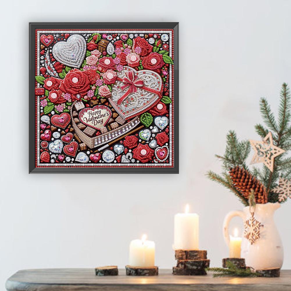 5D DIY Partial Special Shaped Drill Diamond Painting Kit Love Heart Decor30x30cm