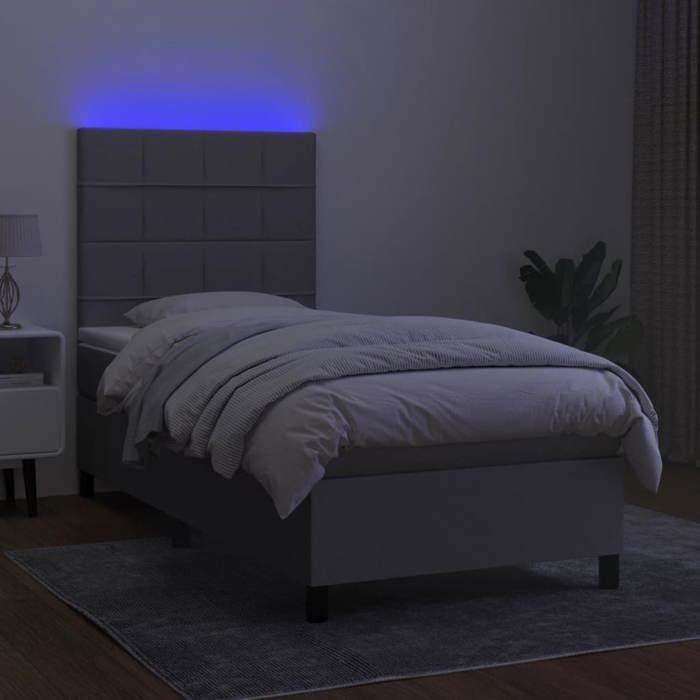 Maison Exclusive - Bed Slat Base with Mattress and LED Light Grey 90x190cm