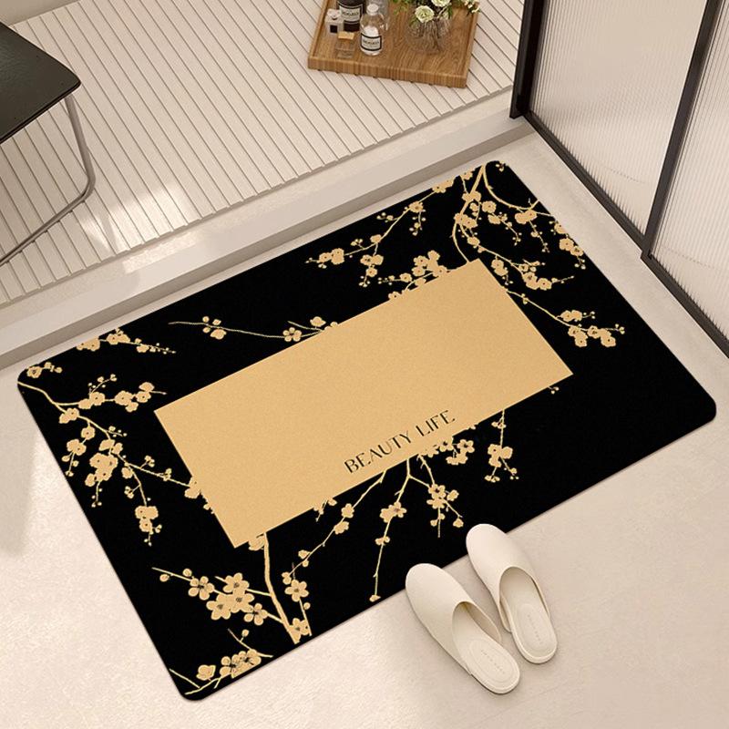 New Chinese Style Flower Grass Door Mat Living Room Bedroom Dust Falling Decoration Carpet Anti Slip Rug Home Decoration