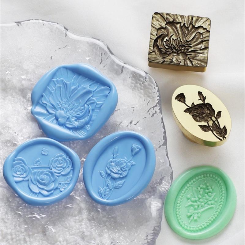 Flower Embossed Wax Seal Stamp Head for Wedding Invitation Envelope, Flower Textured Wax Seal Stamp Head