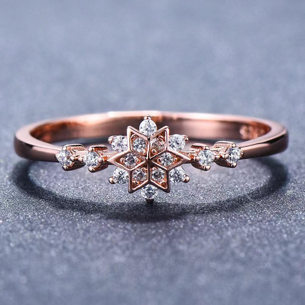 S925 Sterling Silver Star Snowflake Fashion Ring - High-End European & American Style Women's Ring