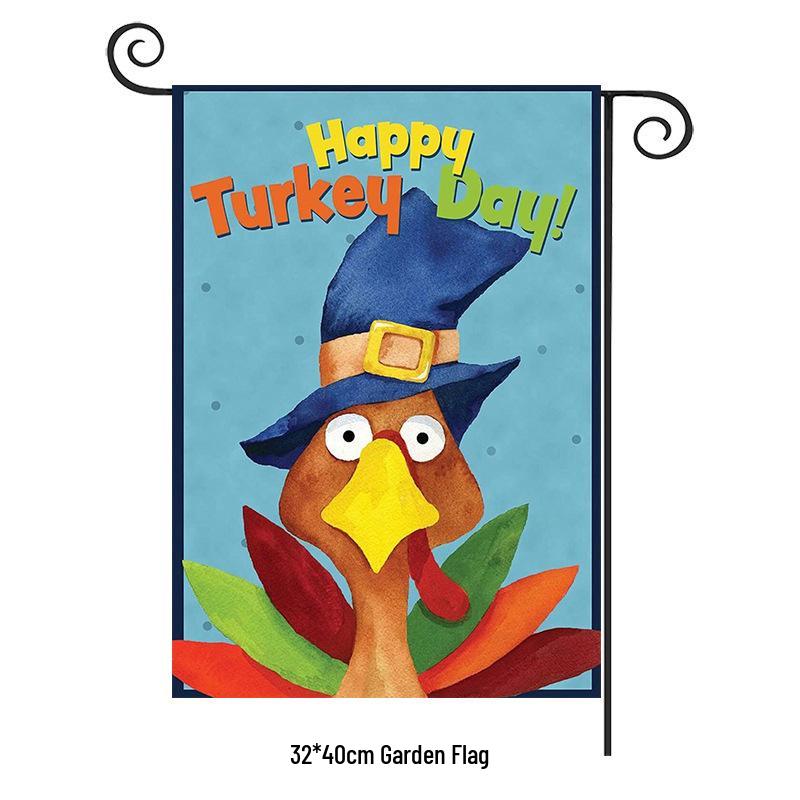 Turkey Yard Decoration Flag: Halloween Pumpkin & Thanksgiving Festival Garden Flag