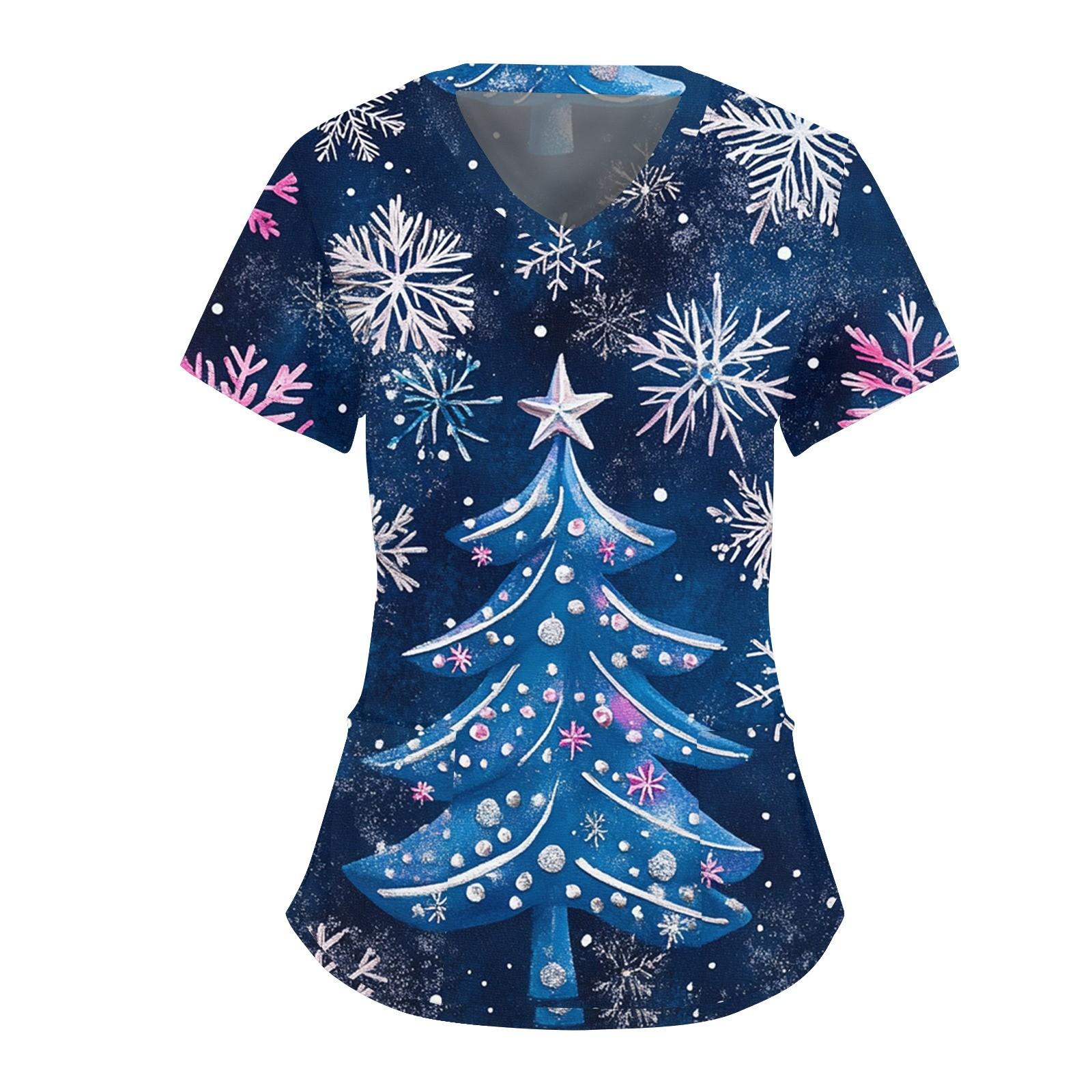 

Женский модный комбинезон с V-образным вырезом, короткими рукавами и карманами 2025 года с рождественским принтом XXXXL