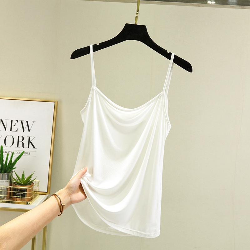 

Modal sling vest women s summer white inner versatile one-word collar short breathable sleeveless bottoming shirt top M