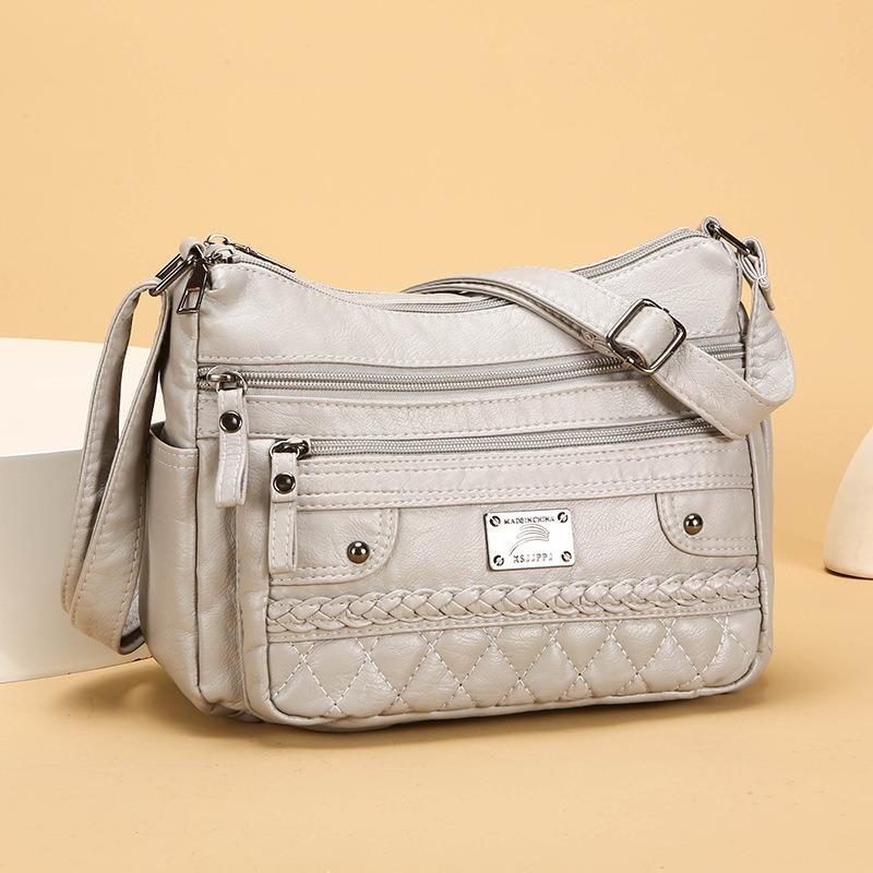 Yumuşak Deri Dokulu Çok Katmanlı Askılı Çanta Basit Zarif, Moda Günlük ve Hafif Anne Çantası