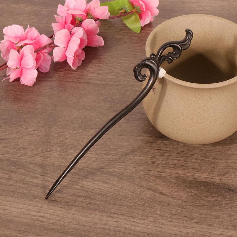 Retro Black Wood Bridal Hair Stick Handmade Fashion Simple Hair Pin for Women Wedding Anniversary Celebration