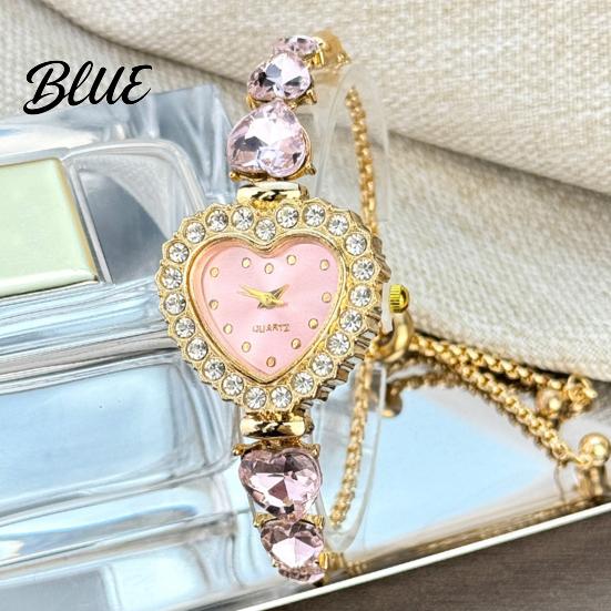 Classic Wristwatch for Ladies Women's Heart Shaped Bracelet Watch Rhinestone