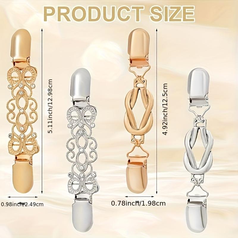 4Pcs Vintage Style Adjustable Waist Clips for Women, Metal Brooch Pins for Dress, Sweater & Shawl