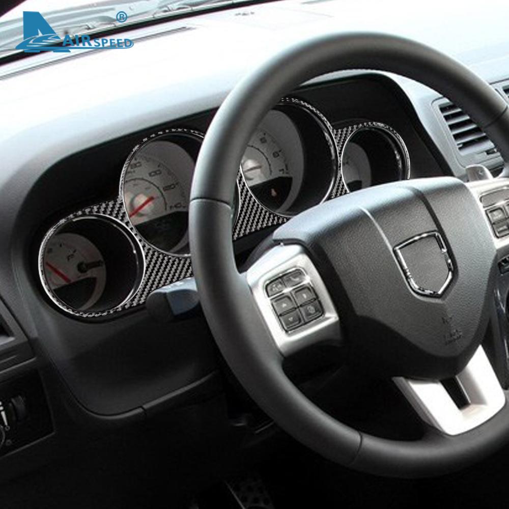 Real Soft Carbon Fiber for Dodge Challenger 2011 2012 2013 2014 Accessories Interior Car Speedometer Cluster Cover Trim Sticker