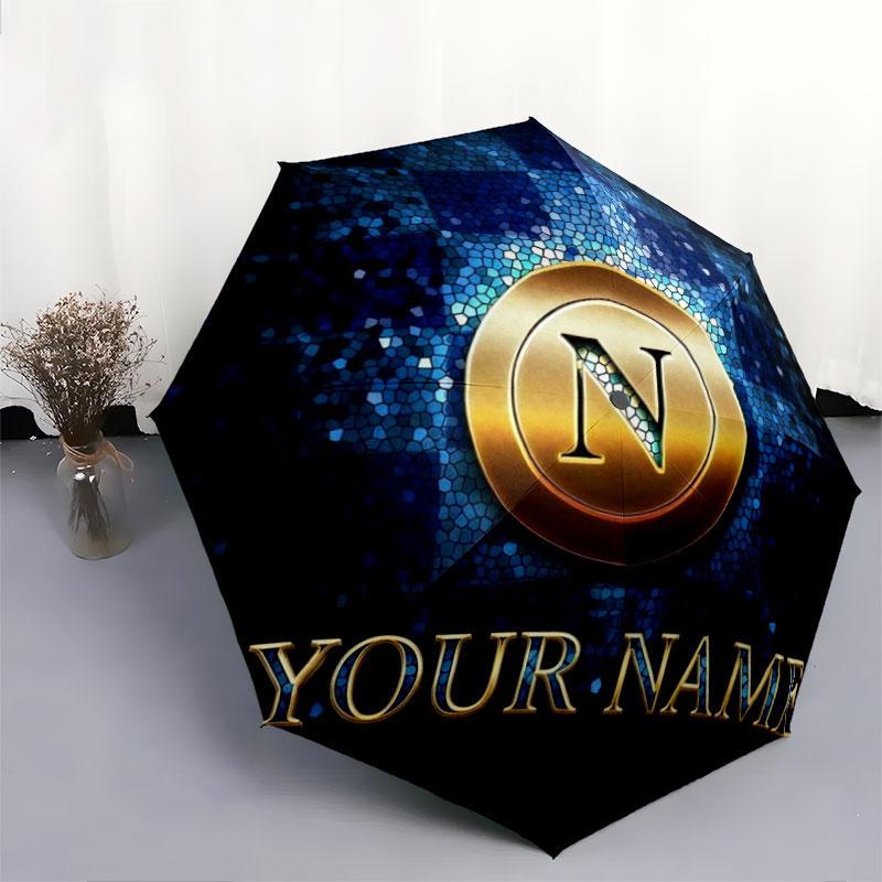 1 PC Automatic Folding Umbrella - SSC Napoli Custom Name Pattern, Portable & Foldable Design with 8 Ribs, Christmas Birthday Gifts