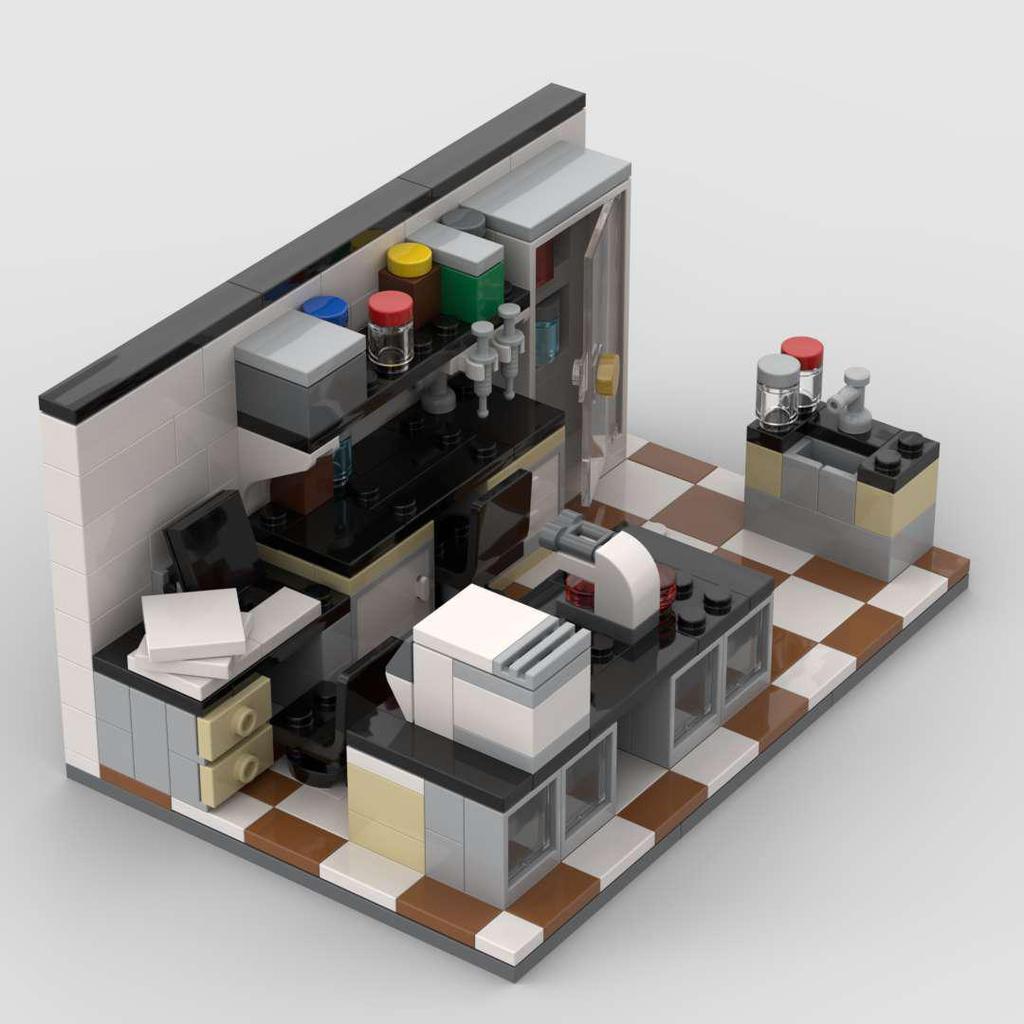 MOC Mini Building Blocks Toy Figure for Home Decor - DIY Laboratory City Scene Model Gift