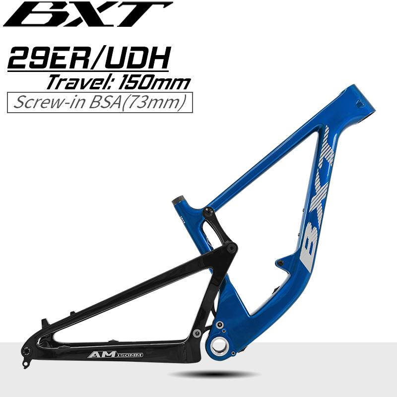 Telaio Full Suspension BXT 29er Boost, Telaio MTB in Fibra di Carbonio Gancio UDH, Boost 148x12mm, Escursione 100mm-120mm